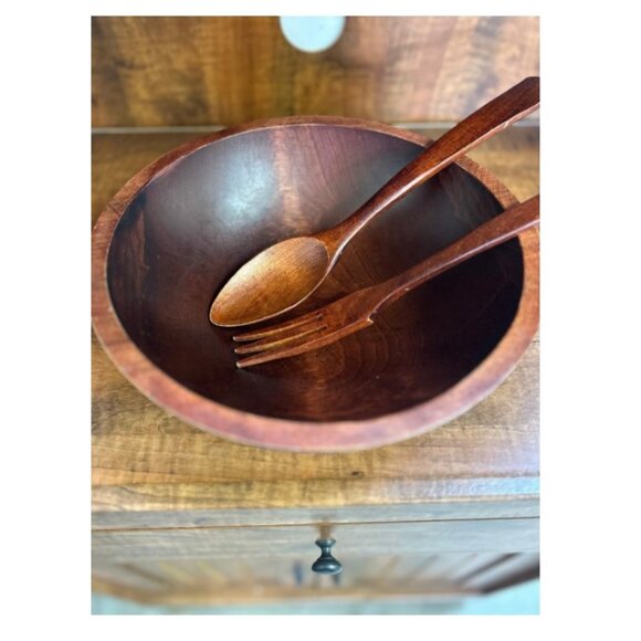 Vintage Baribocraft Canada maple wood salad bowl set - Picture 2 of 6